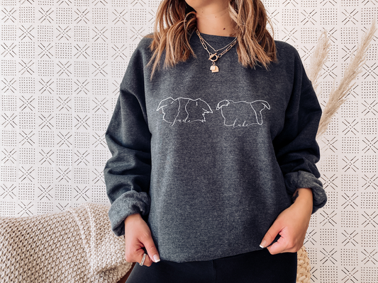 Dog Ear Line Art Crewneck Sweatshirt