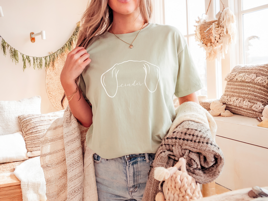 Dog Ear Line Art Comfort Colors Tee