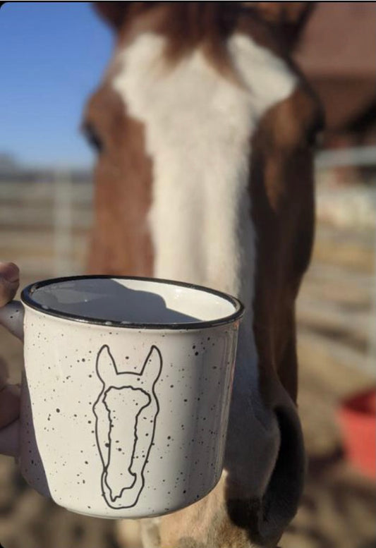 Equine Line Art Campfire Coffee Mug - 13oz