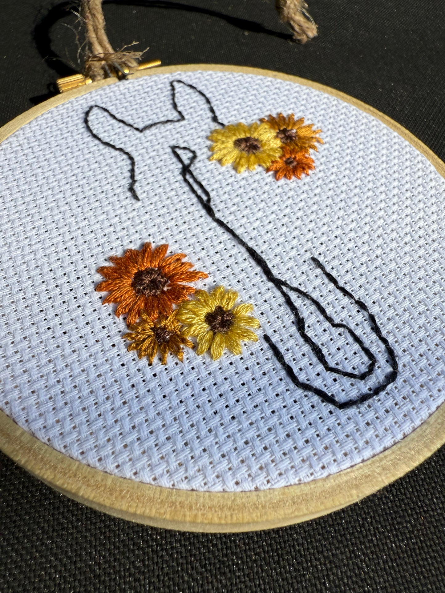 PREORDER - Ponies & Petals || Equine Line Art Floral Cross Stitch Wall Hanging