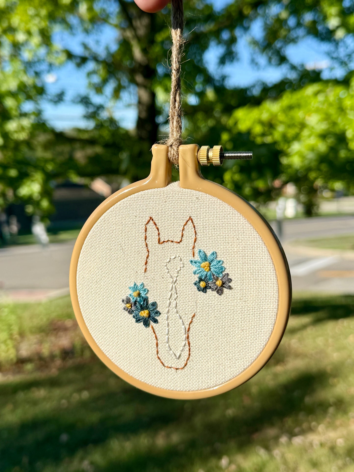 Ponies & Petals || Equine Line Art Floral Cross Stitch Wall Hanging