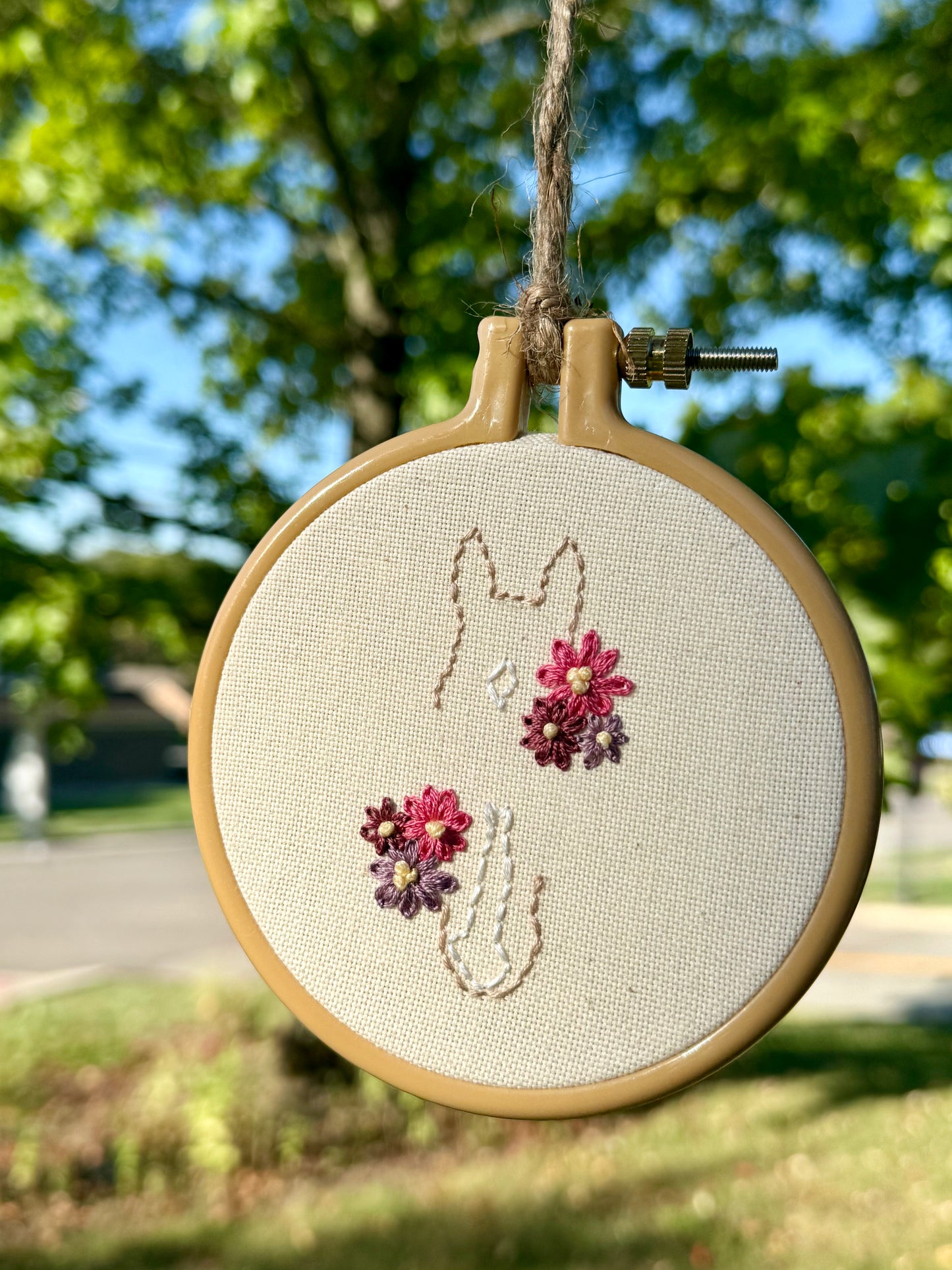 Ponies & Petals || Equine Line Art Floral Cross Stitch Wall Hanging