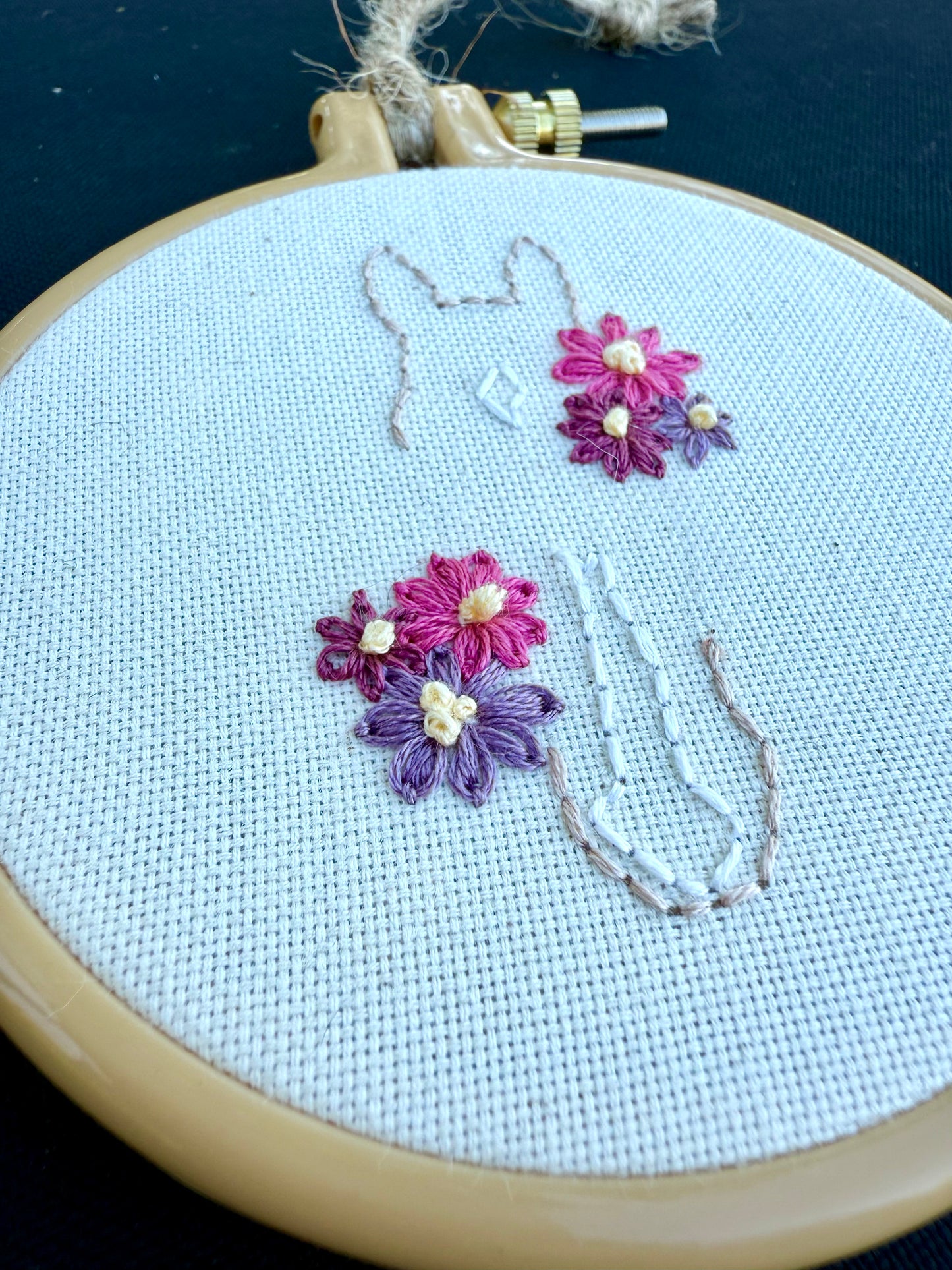 Ponies & Petals || Equine Line Art Floral Cross Stitch Wall Hanging