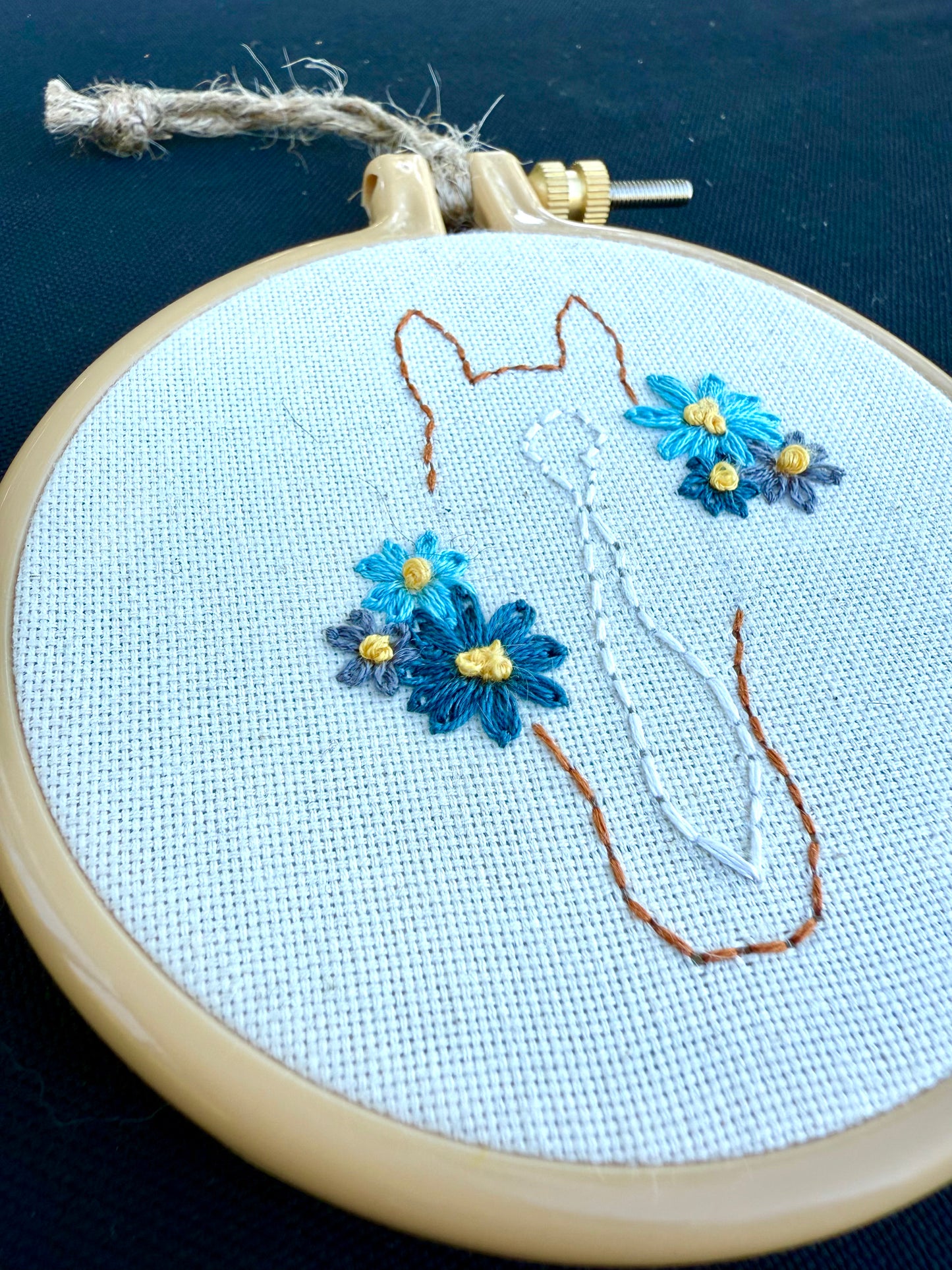 Ponies & Petals || Equine Line Art Floral Cross Stitch Wall Hanging