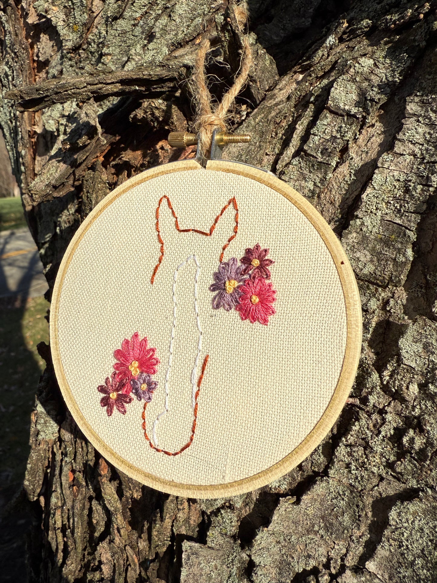 Ponies & Petals || Equine Line Art Floral Cross Stitch Wall Hanging