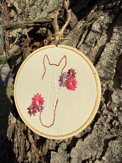 Ponies & Petals || Equine Line Art Floral Cross Stitch Wall Hanging
