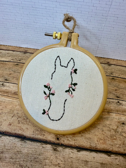 Ponies & Petals || Equine Line Art Floral Cross Stitch Wall Hanging